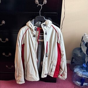 Abercrombie & Fitch Cream and Red Bomber Jacket